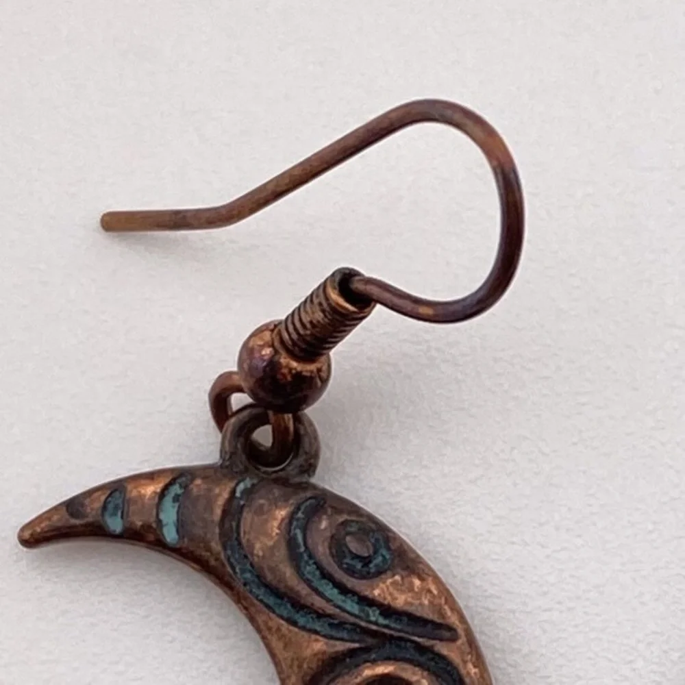 (8) Patina Crescent Moon Earrings